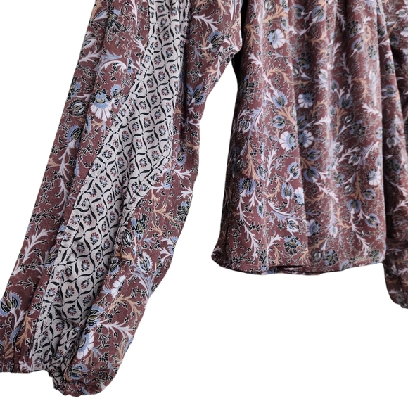 Evereve Cleo Floral Piff Long Sleeve Split Neck Blouse Top Fall Women's Size XS - Picture 7 of 11